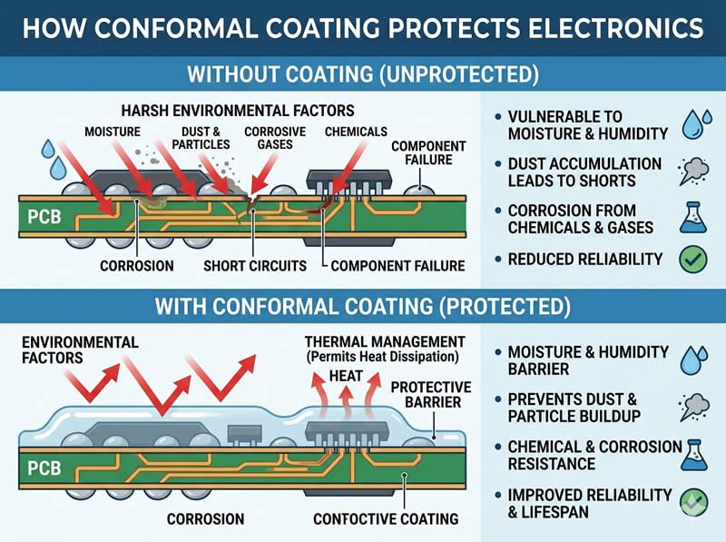 How does conformal coating protect electronics