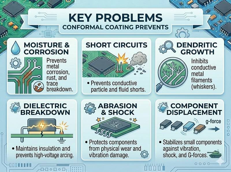 What problems can conformal coating prevent