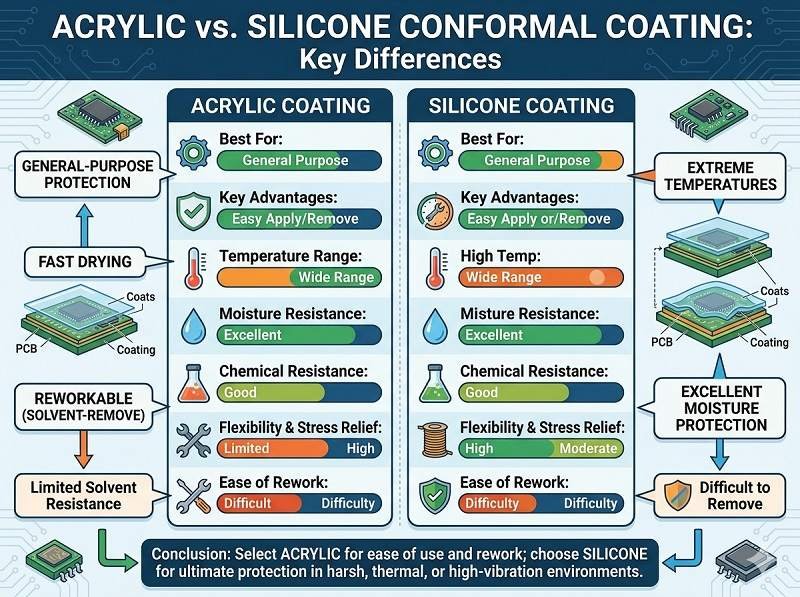 Revêtement conforme acrylique ou silicone