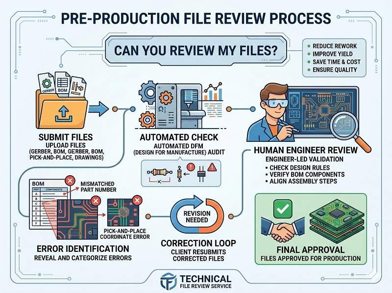 Can you review my files before production
