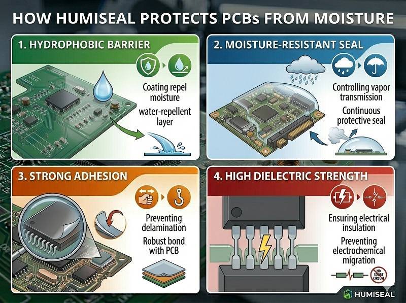 How does HumiSeal protect PCBs from moisture