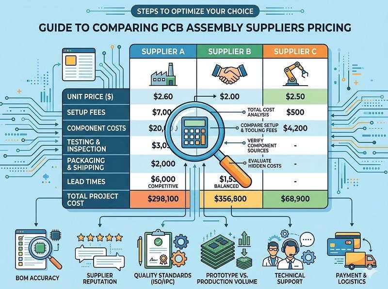 How to compare PCB assembly suppliers pricing