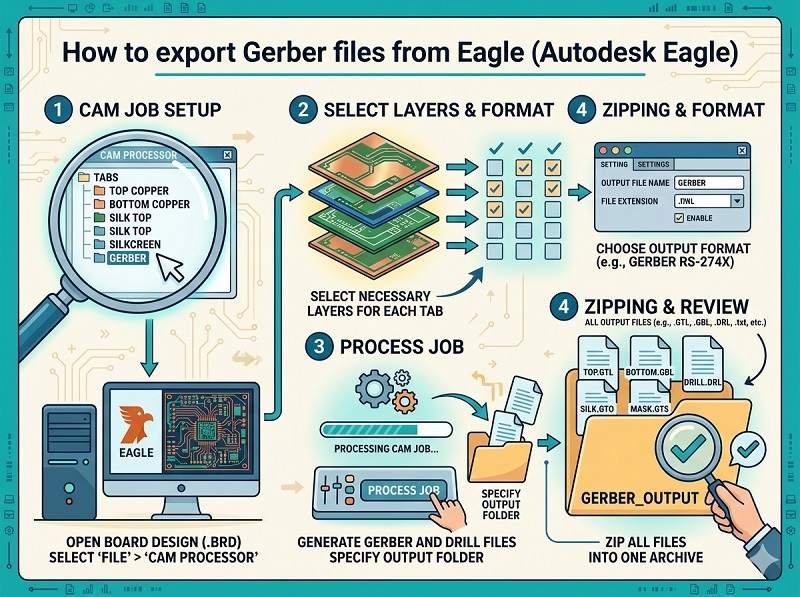 How to export Gerber files from Eagle
