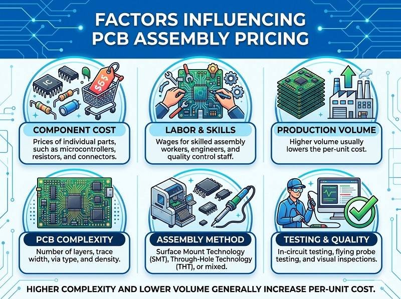 What affects PCB assembly pricing the most