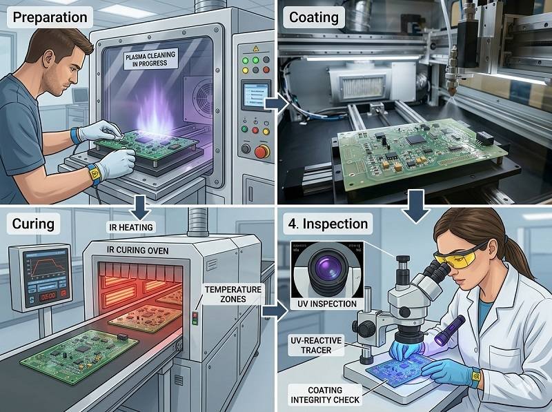 What are conformal coating process steps