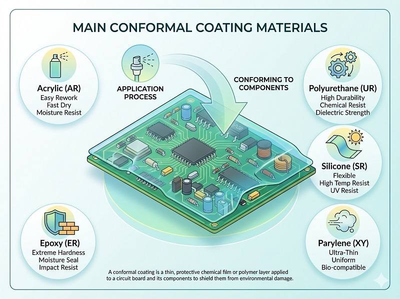 What are used in conformal coating materials