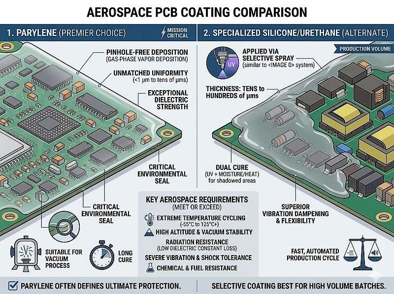 What coating is used in aerospace PCBs