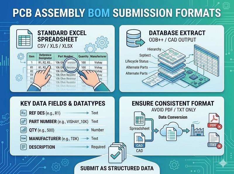What format should BOM be submitted in