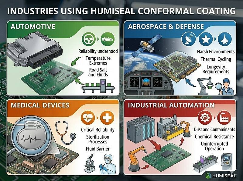 What industries use HumiSeal conformal coating