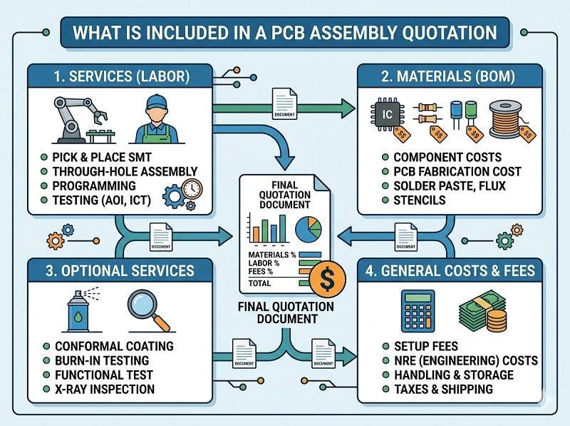What is included in a PCB assembly quotation