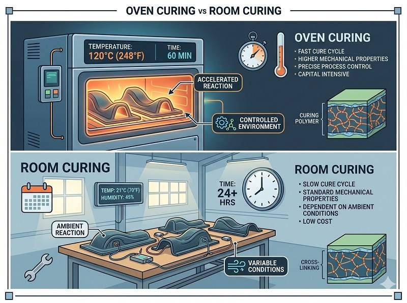 What is oven curing vs room curing