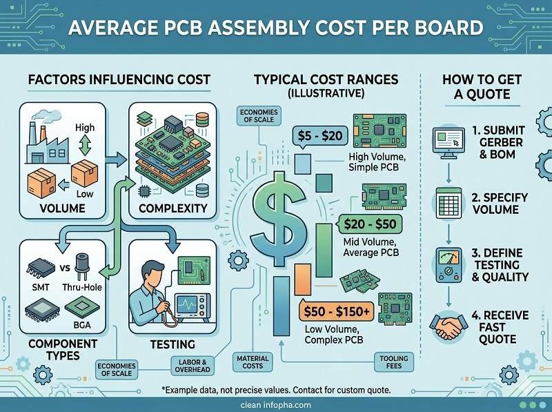 What is the average PCB assembly cost per board