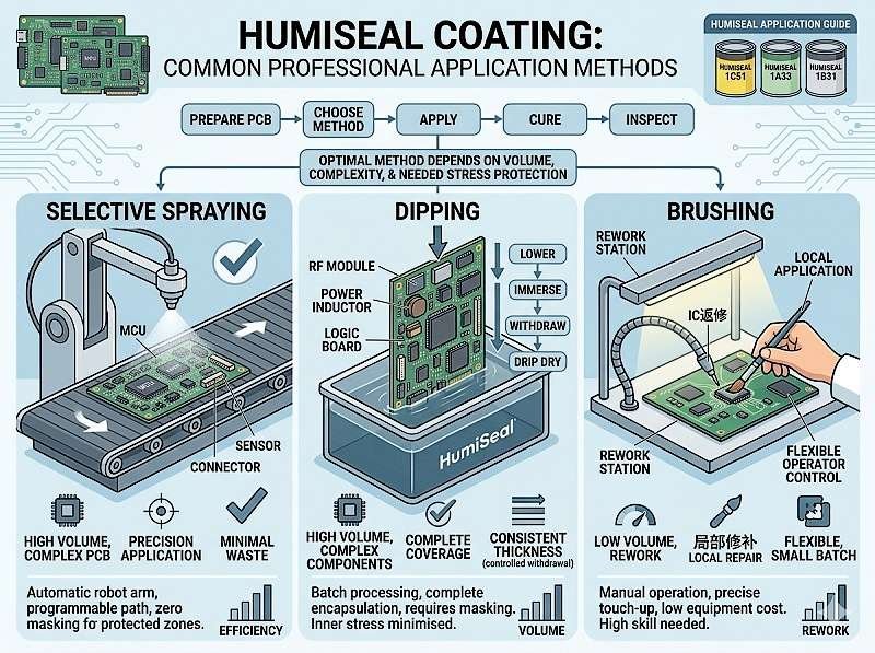 What is the best method for applying HumiSeal coating