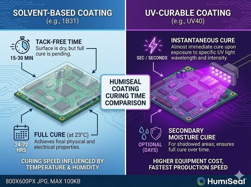 What is the curing time of HumiSeal coating