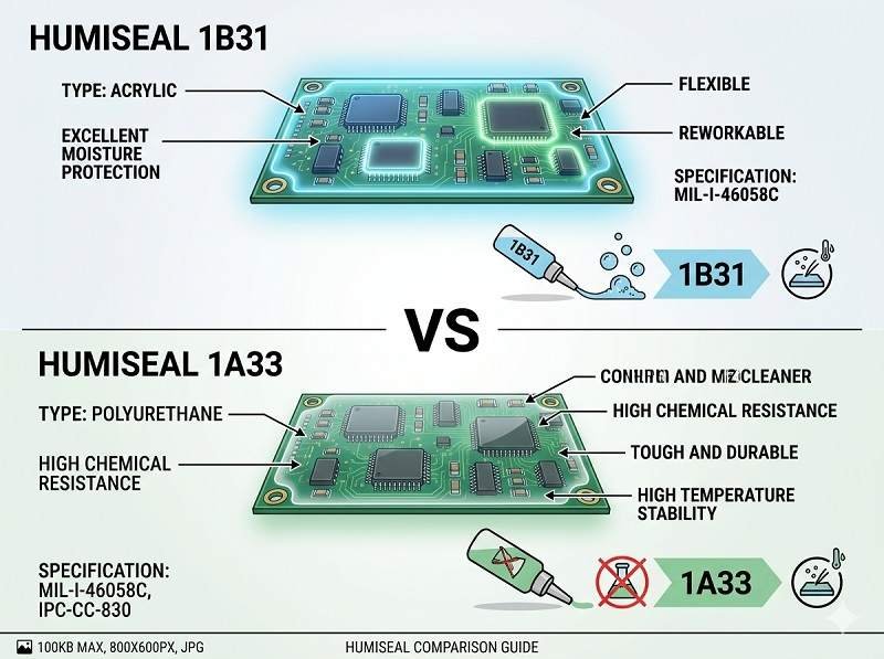 What is the difference between HumiSeal 1B31 and 1A33