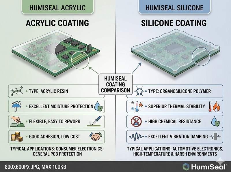 What is the difference between acrylic and silicone HumiSeal coatings