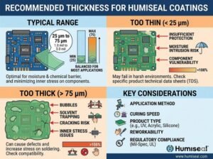What is the recommended thickness for HumiSeal coating