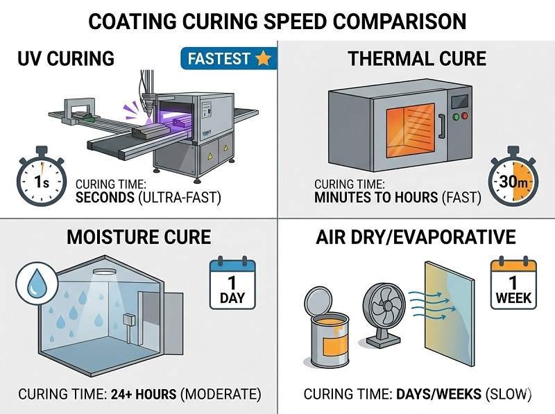 Which coating cures fastest