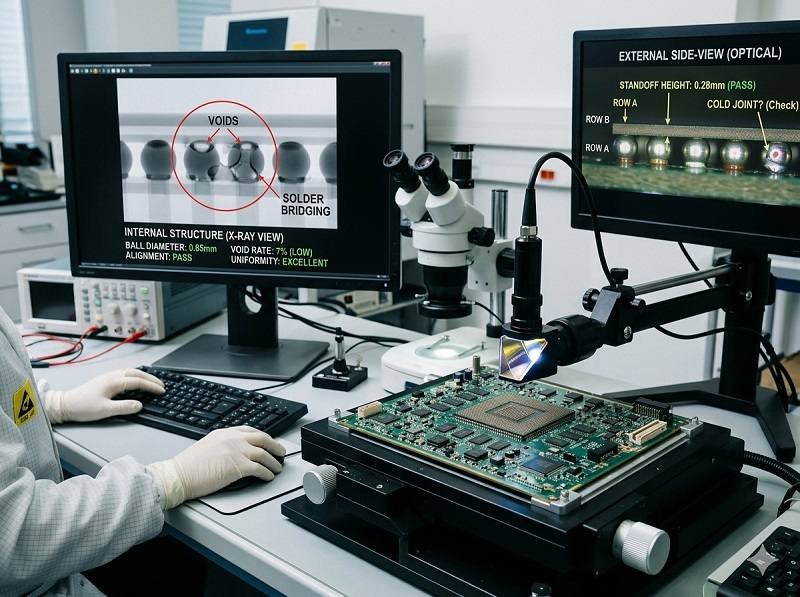 How do you inspect BGA solder joints