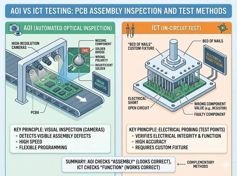 What is AOI vs ICT testing