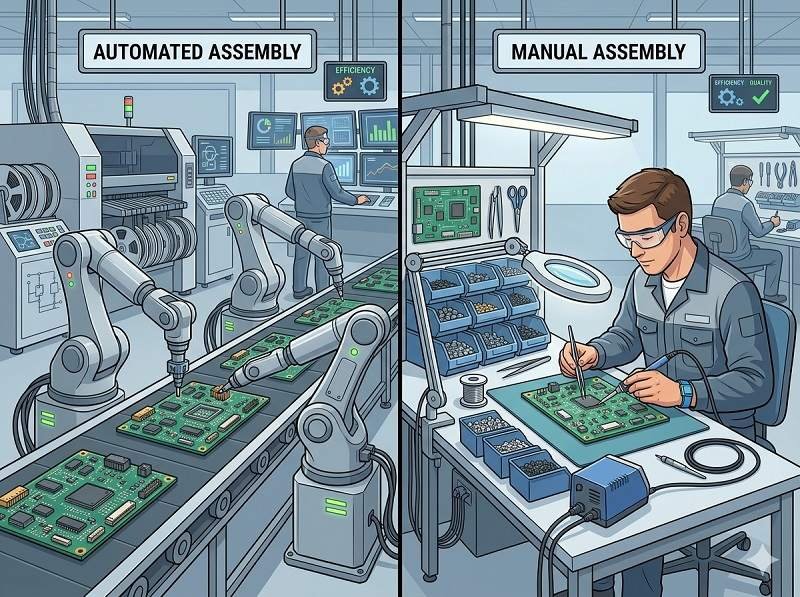 What is automated vs manual assembly