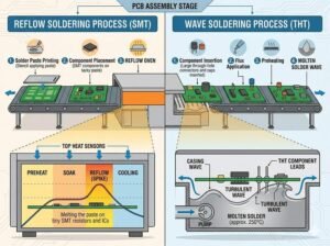 What is wave soldering vs reflow soldering